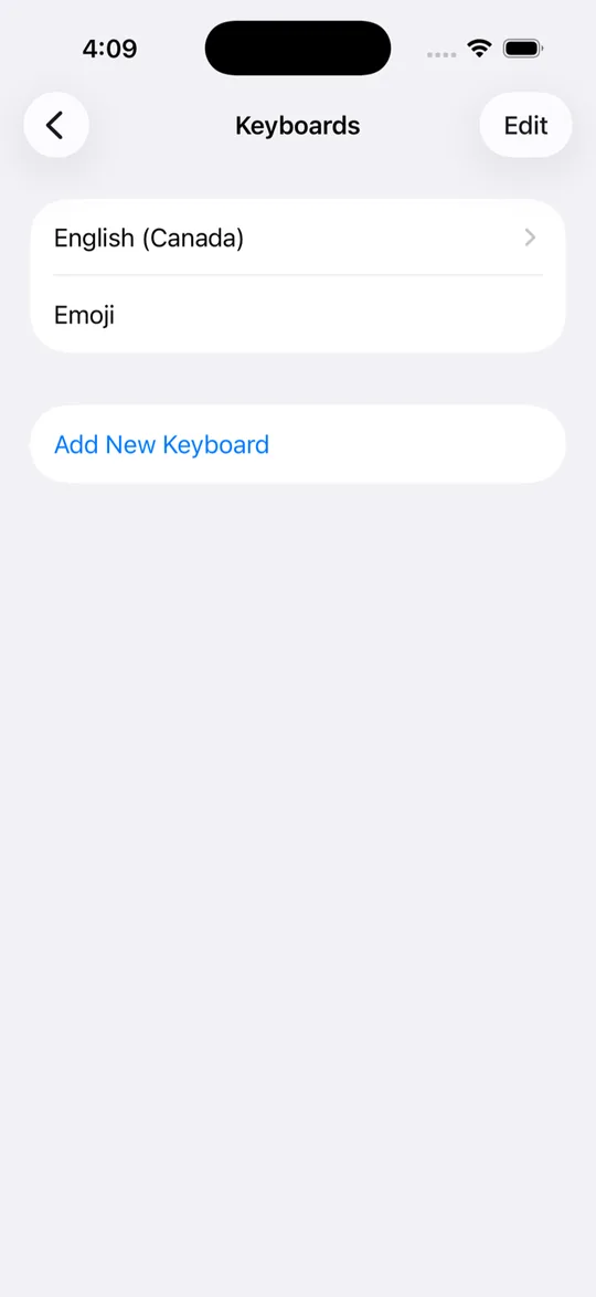 Tap “Add New Keyboard”